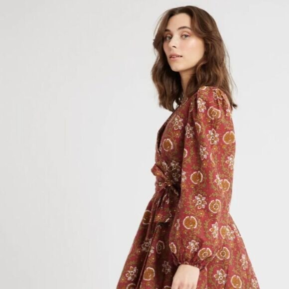 NWT Mille Nan Wrap Dress in Cinnabar Medium $298 - Picture 5 of 9